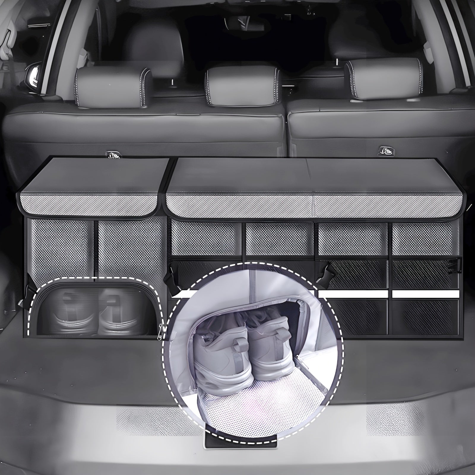 Extra Large Car Trunk Organizer with Aluminium Handle - Collapsible, Foldable, and Reflective for SUVs and Trucks