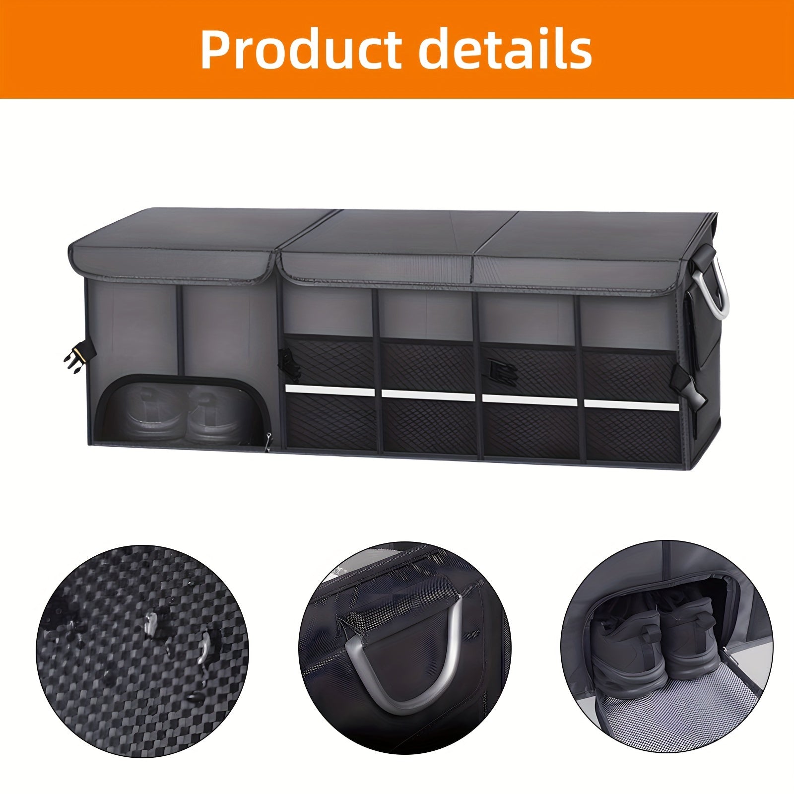 Extra Large Car Trunk Organizer with Aluminium Handle - Collapsible, Foldable, and Reflective for SUVs and Trucks