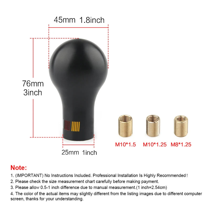 Manual Transmission Gear Shift Knob - Universal Fit for Civic, Mitsubishi, Nissan, BMW, VW - ABS Shifter Lever with Adapters