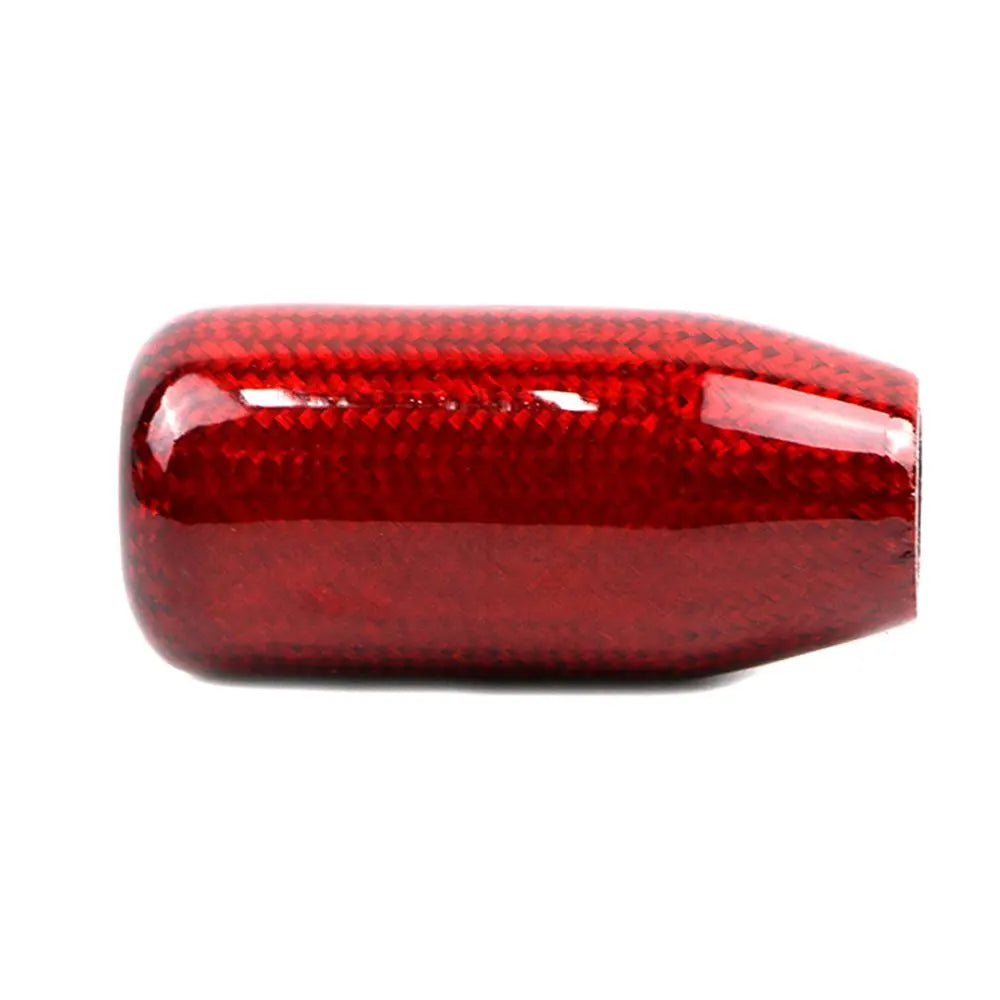 Universal Manual Transmission Carbon Fiber Style Red Gear Shift Knob - Ergonomic Handle for Smooth Shifting