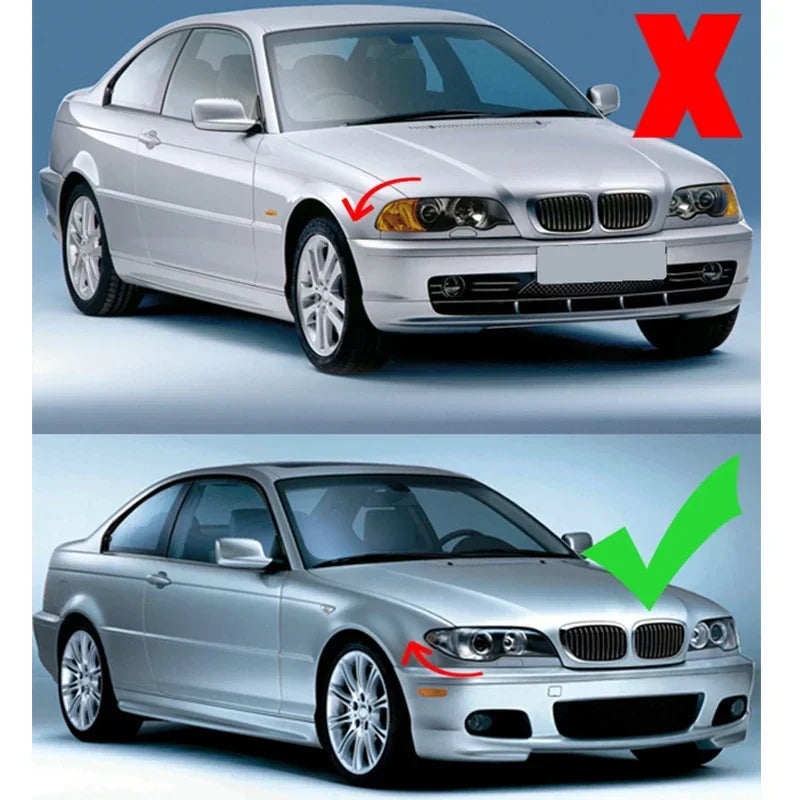 Gloss Black Racing Front Kidney Grilles for BMW E46 Coupe & Cabrio 2003-2006 Easy Install Weatherproof ABS Upgrade