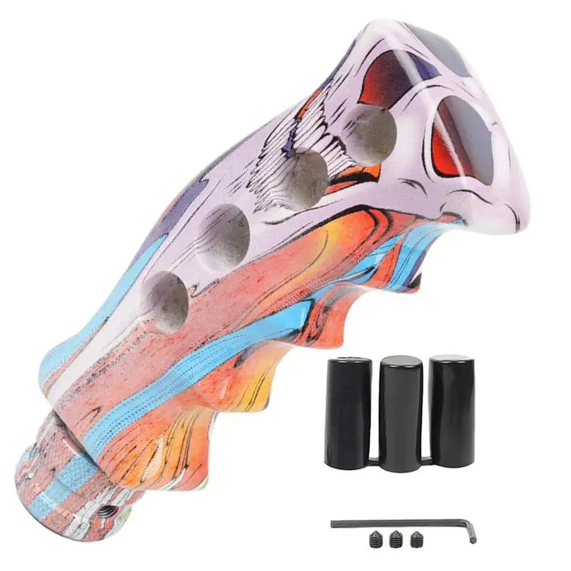 Manual Transmission Shift Knob with Graffiti Resin Design - Ergonomic Knife Handle Grip for Trucks SUVs and Cars Easy Installation