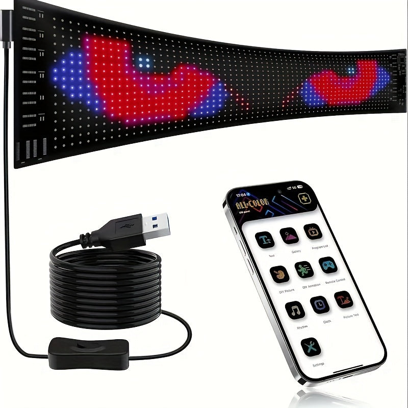 Custom LED Car Display Panel - App & Remote-Controlled Animated Light Show for Personalized Vehicle Aesthetics (16x96)