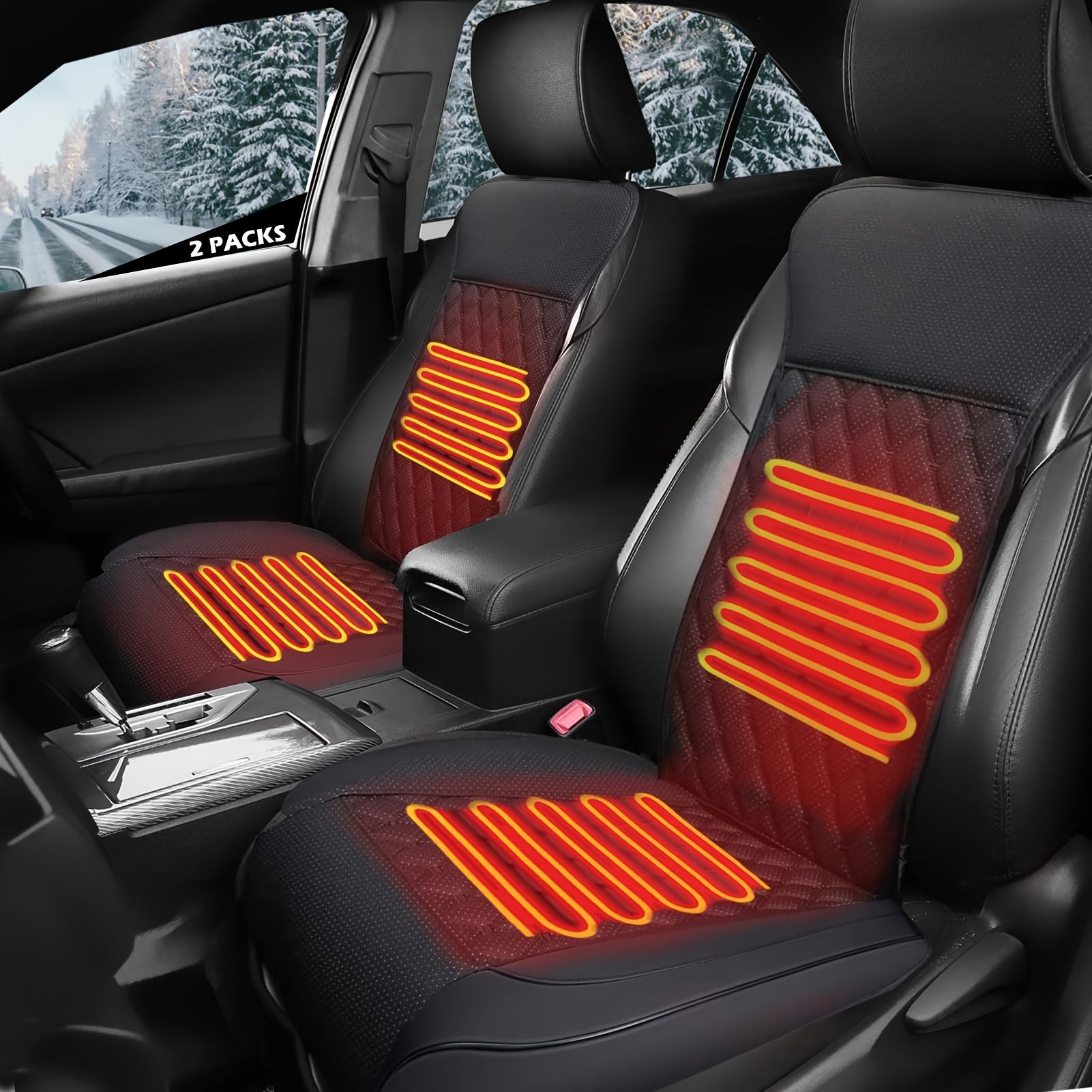 2-Pack Luxury Faux Leather Car Seat Cushions with Full Back Support – Universal Fit for Winter Travel – Black  

Transform your driving experience with these luxurious faux leather car seat cushions, designed for unparalleled comfort and full back