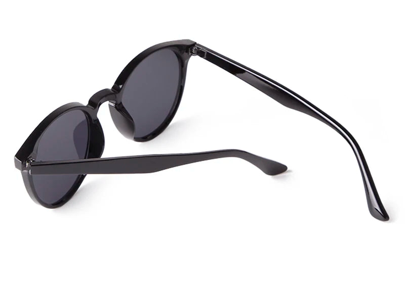 a pair of black sunglasses on a white background