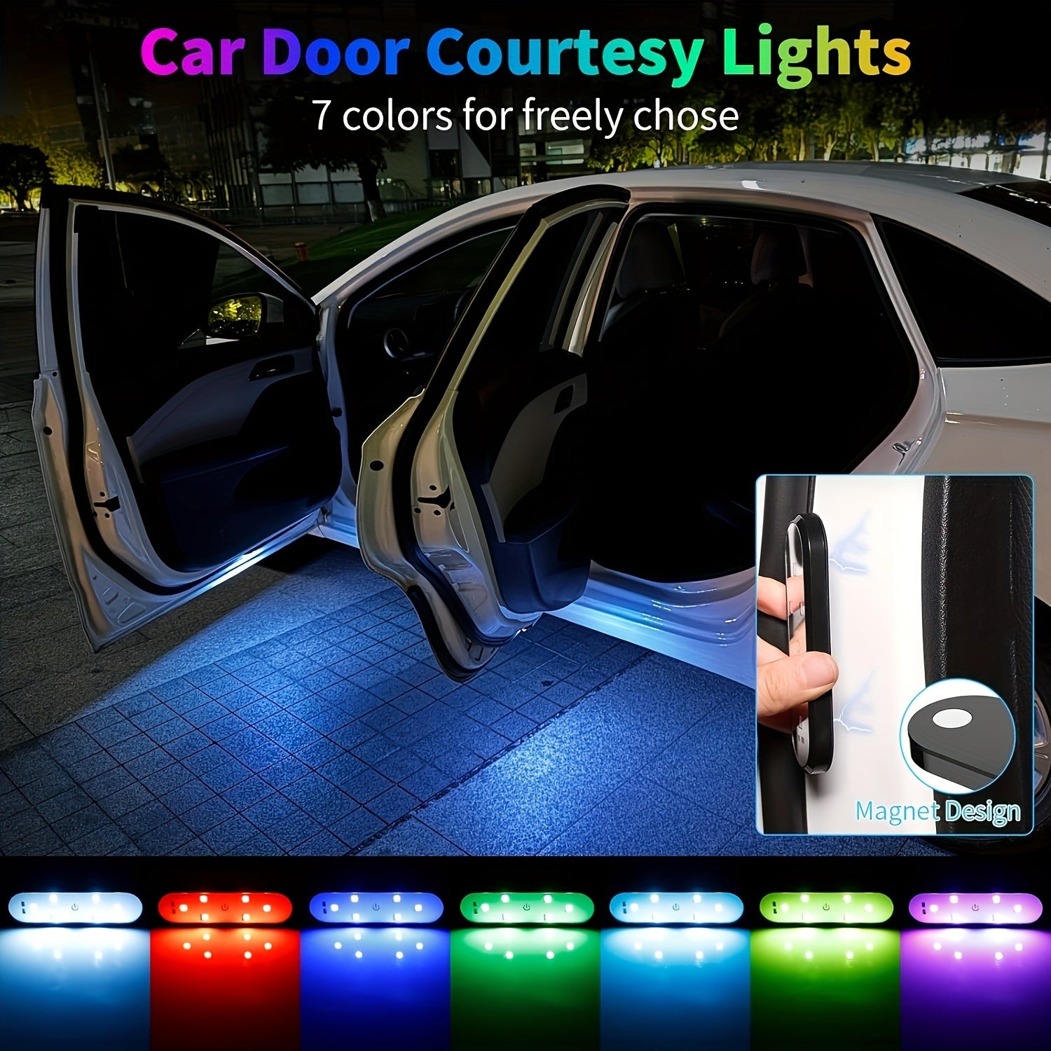 Dynamic RGB LED Car Door Light Kit - USB-Powered Touch Control Decorative Lighting for Cars, Available in 2pcs/4pcs Sets for Enhanced Safety and Style