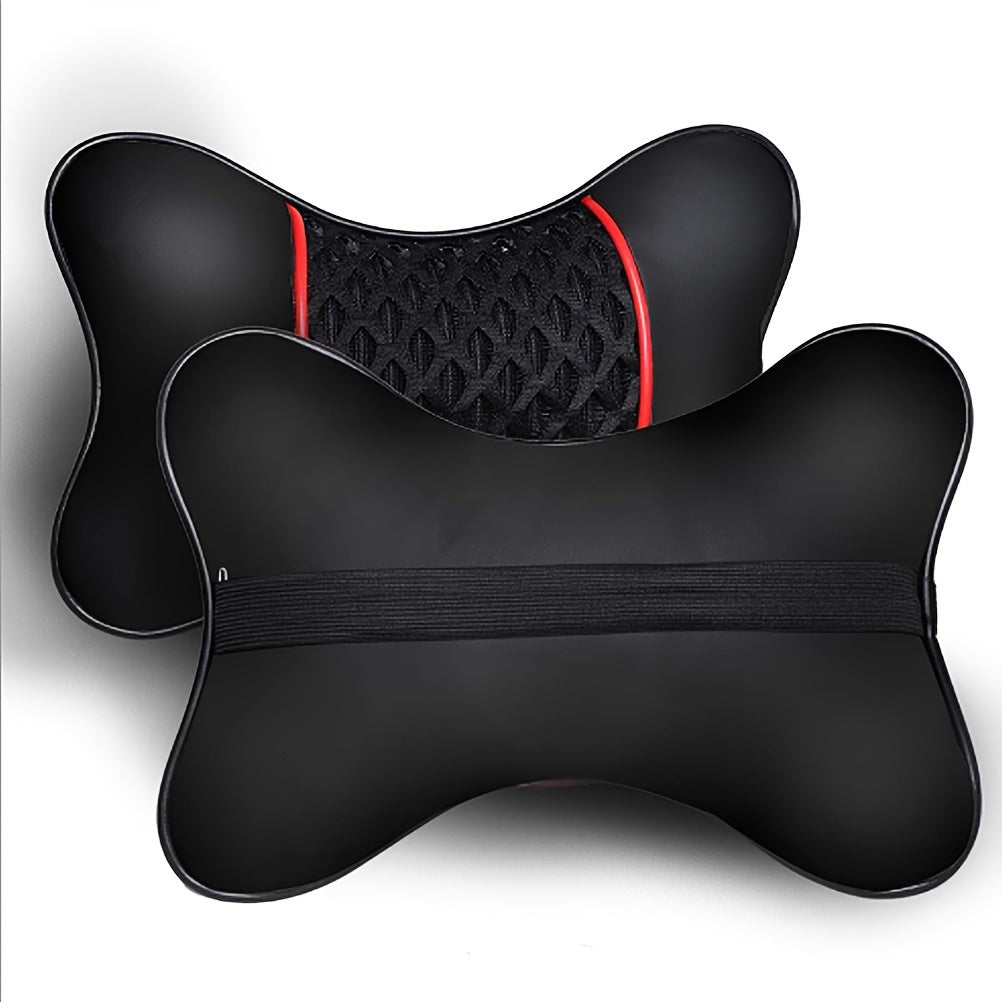 Car Neck Support Pillows - 2-Pack Ergonomic PU Leather Cushions for Ultimate Comfort and Pain Relief