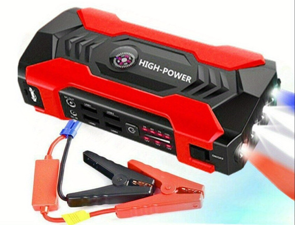 Multi-Function Emergency Roadside Kit, Car Jump Starter & Power Bank with Flashlight, SOS light, and Compass