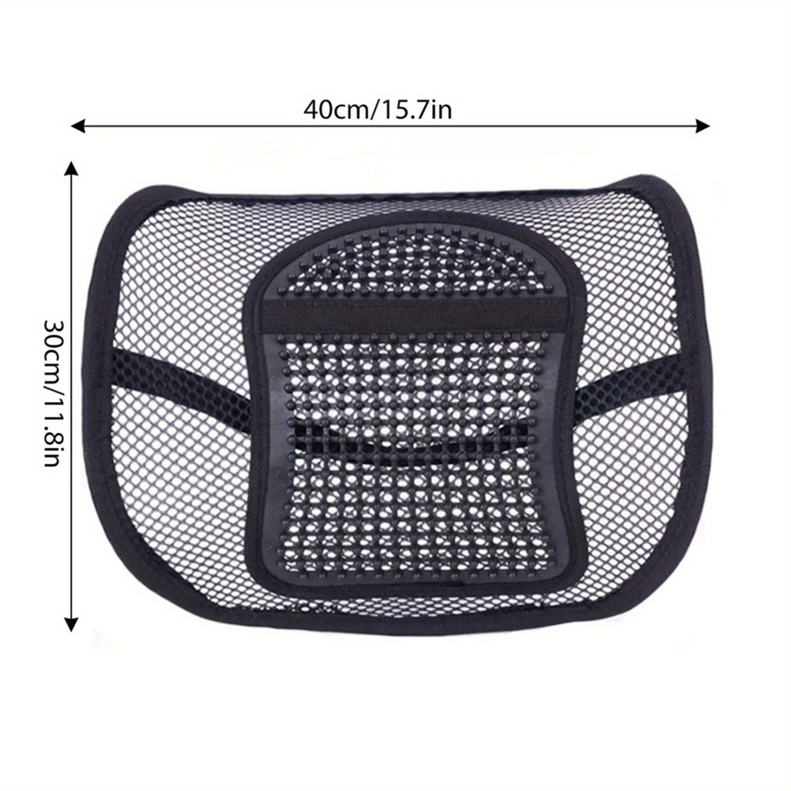 Ergonomic Lumbar Support Cushion with Massage Beads - Breathable Mesh Seat Pad for Back Pain Relief in Office, Car, and Home - Portable and Easy to Install