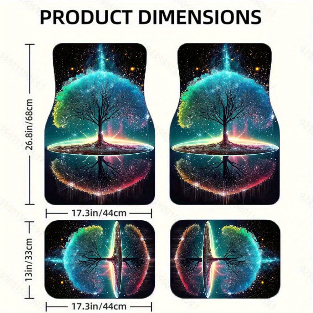 Illuminating Tree of Life Car Floor Mats - Universal Fit, Non-Slip Rubber Base, Weather-Resistant Protection for Vehicles