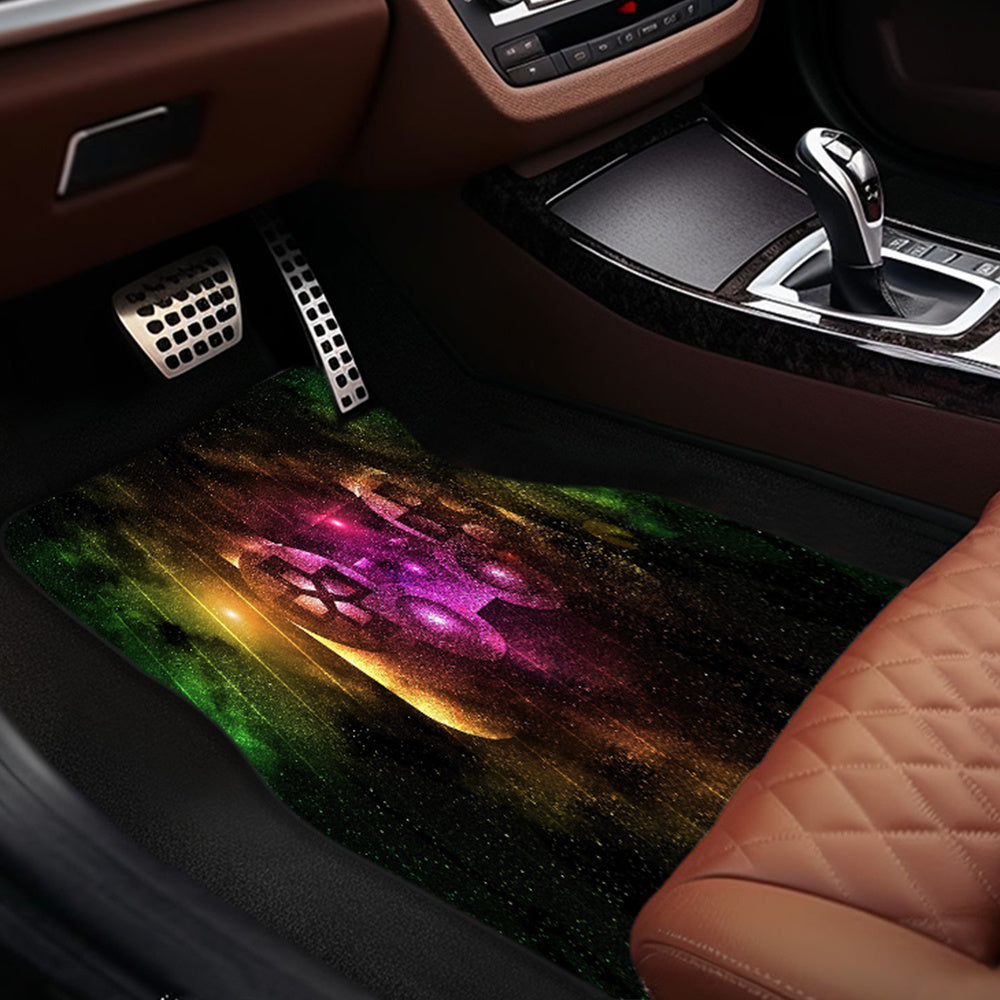 Car Floor Matts Gaming Glow Mat Set - Available in 1PC/2PCS/4PCS - Premium Front and Rear Seat Floor Decor - Plush Felt Washable Cushion - Ideal Fit for All Vehicles