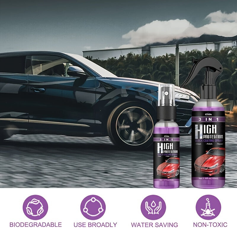 Ultimate 3-in-1 Ceramic Car Coating Spray for Scratch Removal, Water Spot Protection, and Plastic Restoration