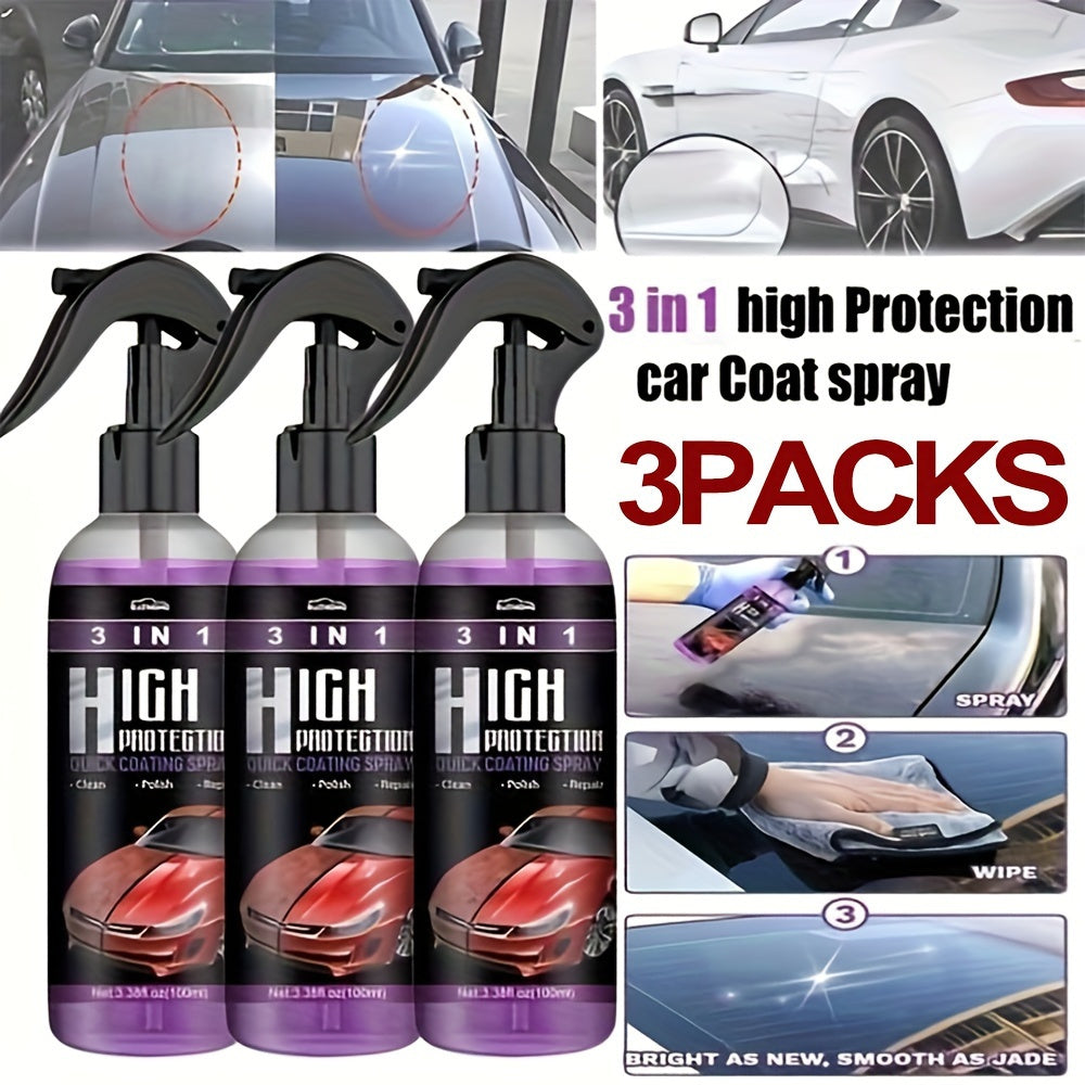 Ultimate 3-in-1 Ceramic Car Coating Spray for Scratch Removal, Water Spot Protection, and Plastic Restoration