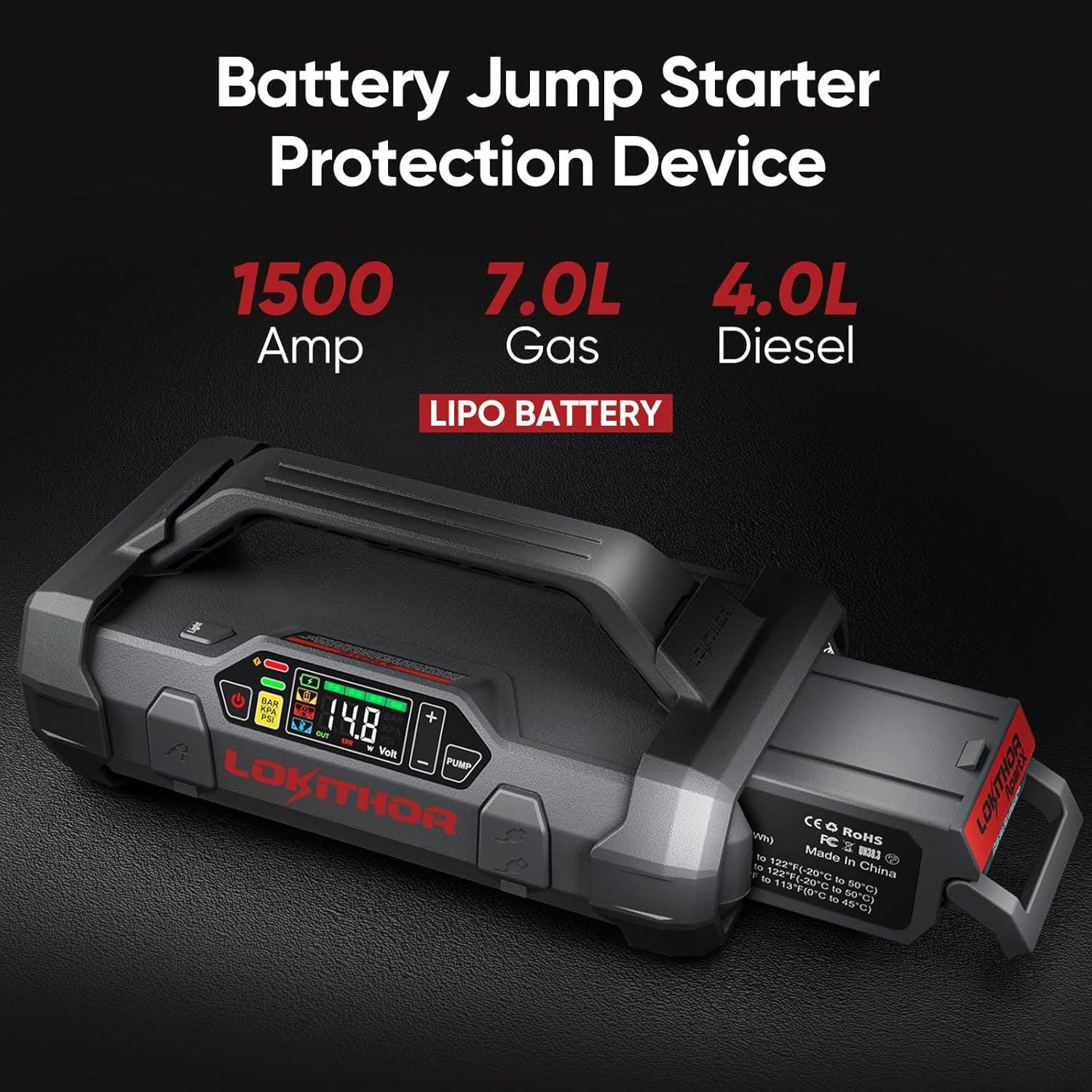 All-in-One Car Jump Starter & Tire Inflator - 150 PSI Power for Gas & Diesel Engines, Smart Digital Control, Fast Inflation & Pressure Monitoring  

Experience peace of mind on the road with this all-in-one car emergency device. Designed for powerful