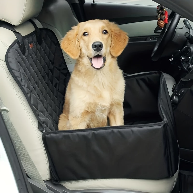 Deluxe Pet Car Seat with 4-Zipper Design - Cozy Foam Cushion for Dogs & Cats - Perfect for Front Passenger Use