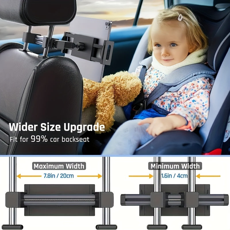 Versatile 360° Adjustable Backrest Tablet Stand for Car Seats – Multi-Functional Mobile Device Holder