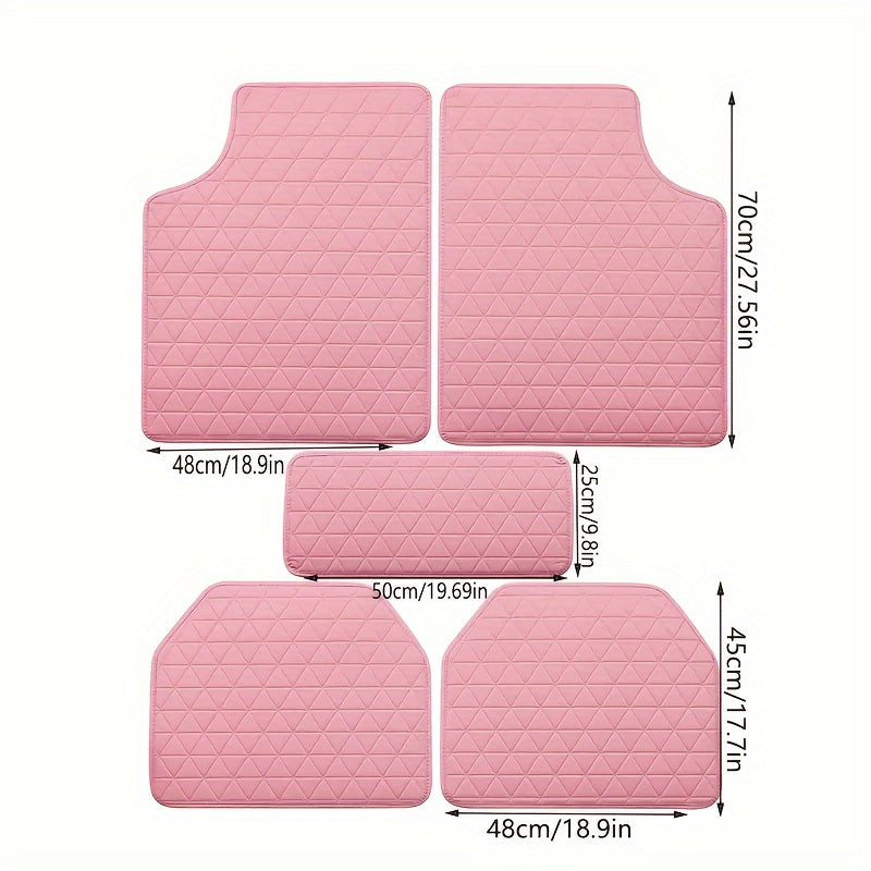 Luxurious 5-Piece Waterproof PU Leather Car Floor Mat Set - All-Weather Protection with Elegant Minimalist Style for Effortless Cleaning and Enhanced Vehicle Aesthetics