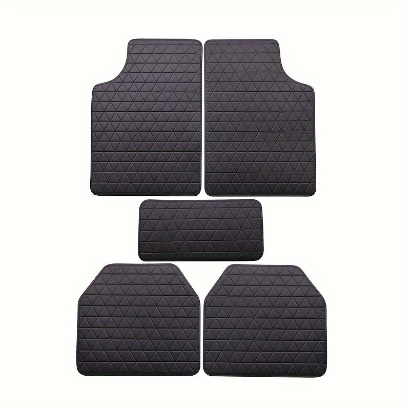 Luxury Waterproof PU Leather Car Floor Mats - 5-Piece All-Weather Protection with Easy Clean Minimalist Style