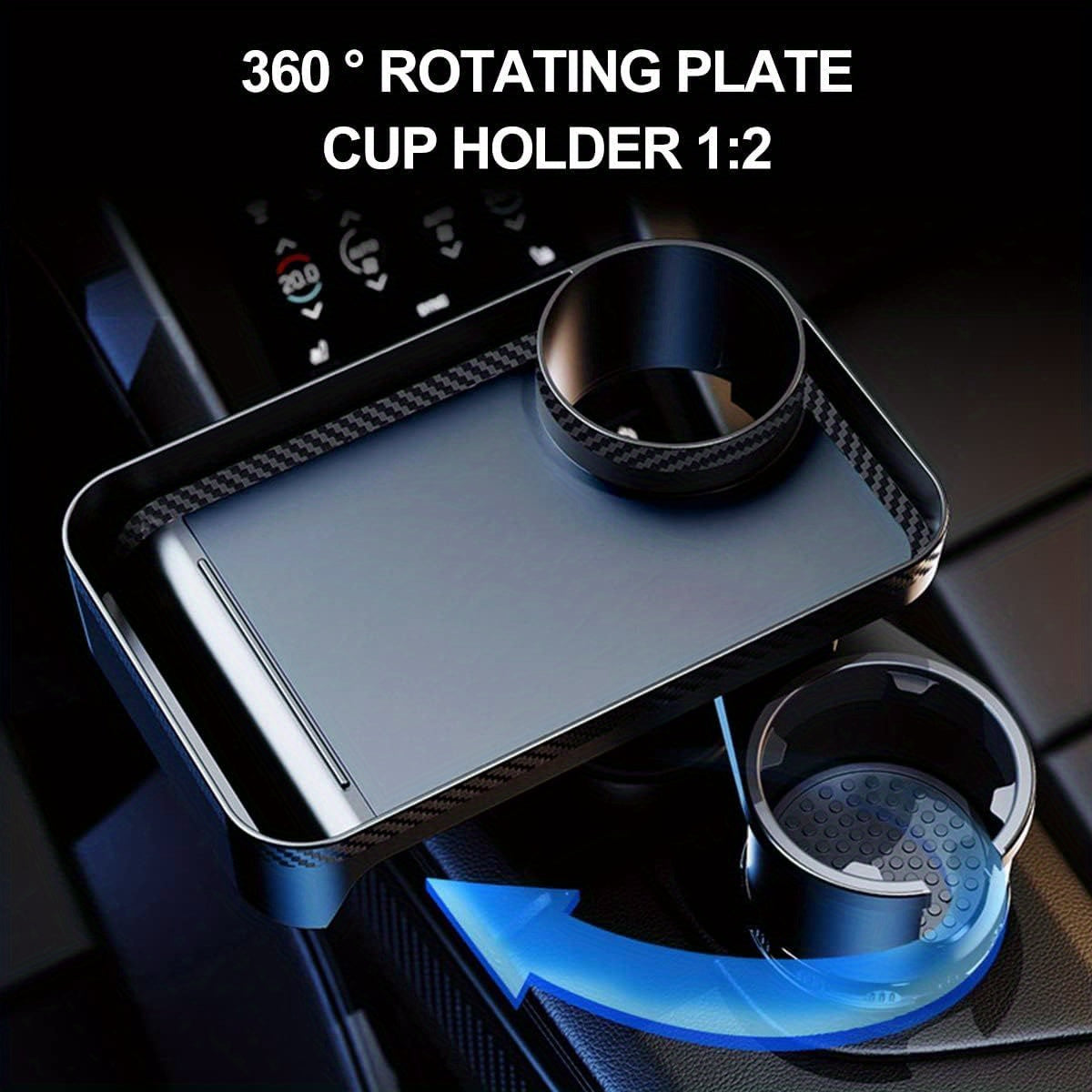 Rotating Car Cup Holder Tray - Adjustable Base for Yeti & Camelbak Hydration Bottles 20oz to 40oz