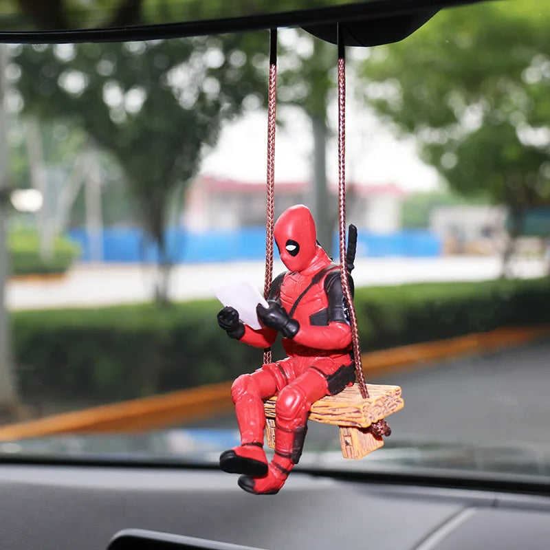 Deadpool, Swinging Deadpool Car Rearview Mirror Dash Decore