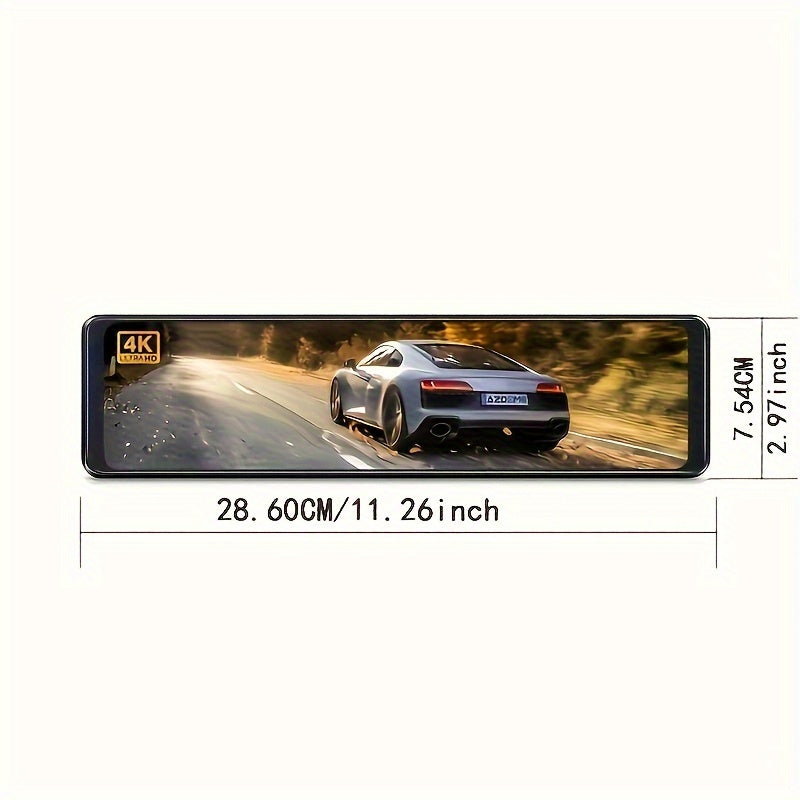 12" 4K Full Touchscreen Dual Dash Cam with GPS and Split-Screen Display  

Capture every moment on the road with this advanced 4K dual dash cam featuring a sleek 12" touchscreen. The rearview mirror design seamlessly integrates with your vehicle while