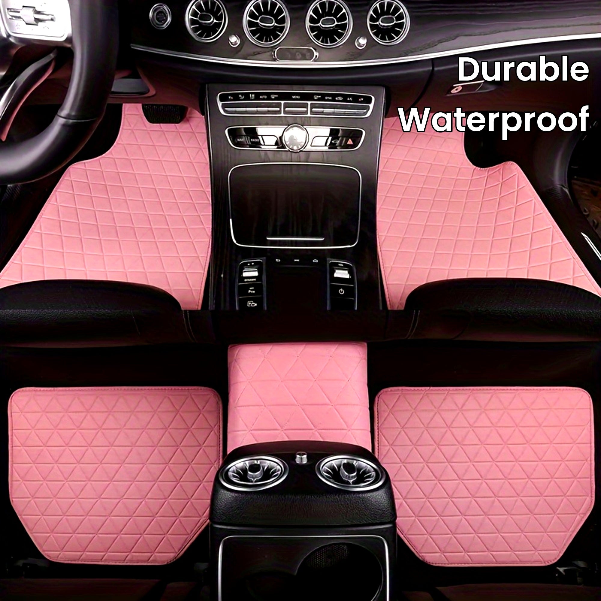 Stylish All-Weather Waterproof PU Leather Car Floor Mat Set - 5-Piece Easy Clean & Durable Interior Protection