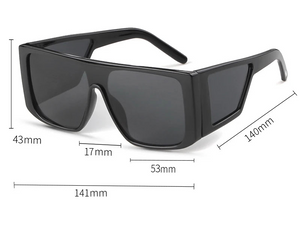 a pair of sunglasses with the measurements for each pair