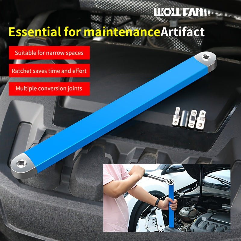 Versatile Ratchet Extension Wrench - 2-in-1 Non-Slip Tool for Mechanics and DIY Projects