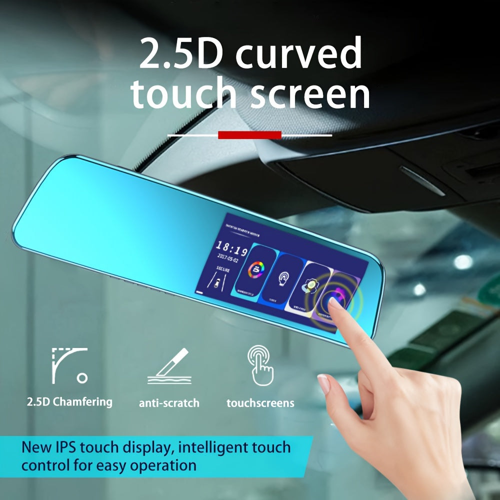 11.2" Advanced 2.5D Curved Touchscreen Dash Cam with FHD 1080P Recording, 170° Wide-Angle Lens, Night Vision, and Parking Monitor