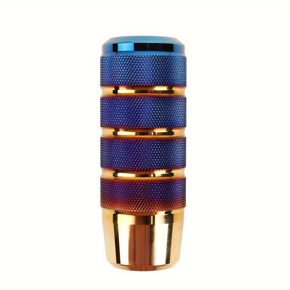 Cylindrical Blue Gear Shift Knob for Manual and Automatic Transmissions - Durable, Easy-Install Car Accessory