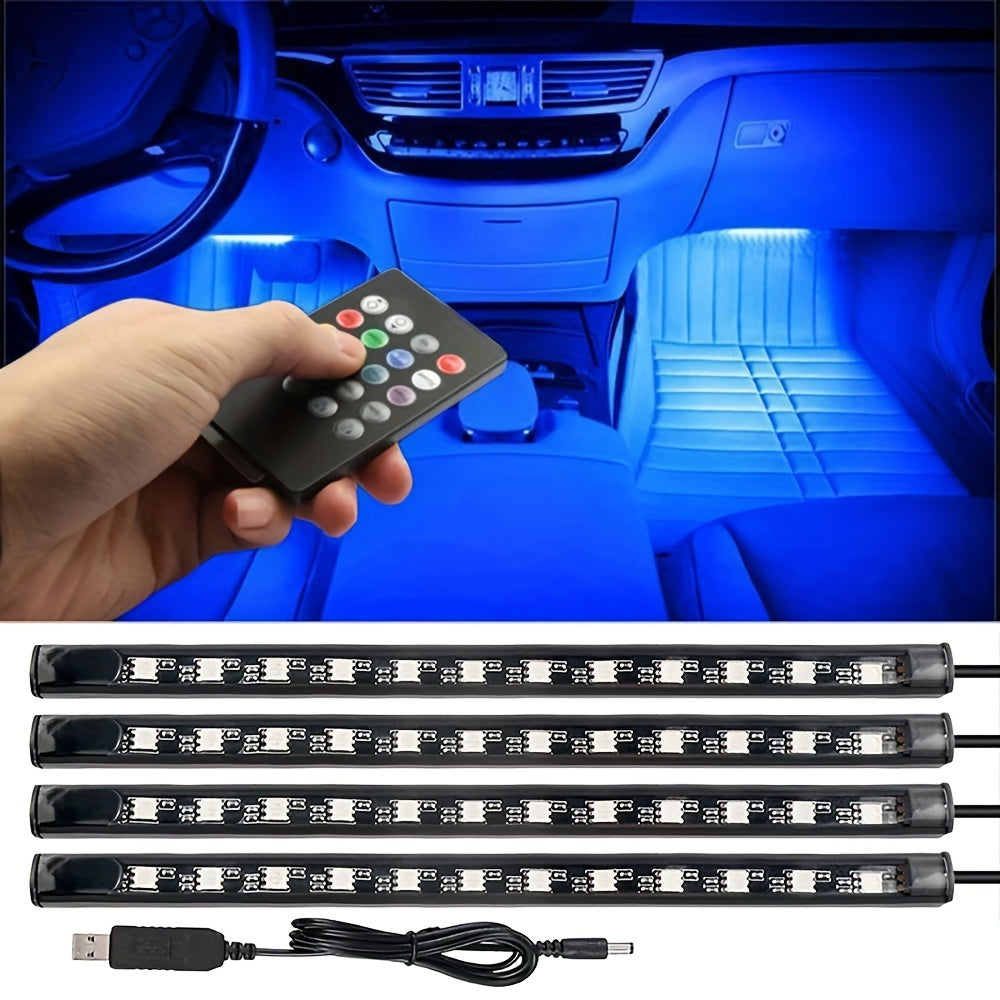 Illuminate Your Car's Interior with 48 Music Sync RGB LED Neon Lights - Remote Control Ambient Lighting for Ultimate Driving Vibes