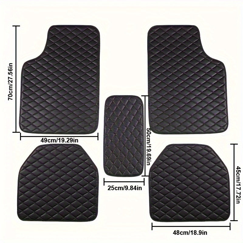 5-Piece Universal Anti-Slip PU Leather Car Floor Mats - Easy-Clean Interior Protection for All Vehicle Models