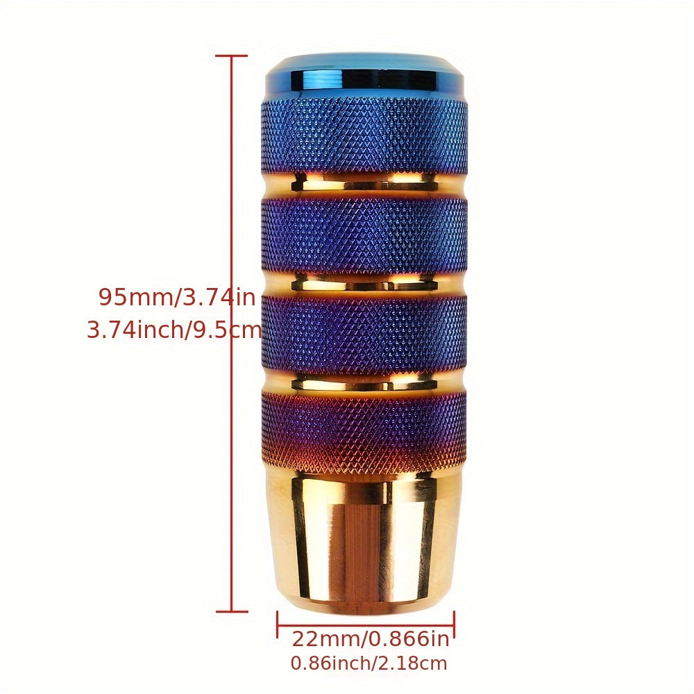 Cylindrical Blue Gear Shift Knob for Manual and Automatic Transmissions - Durable, Easy-Install Car Accessory