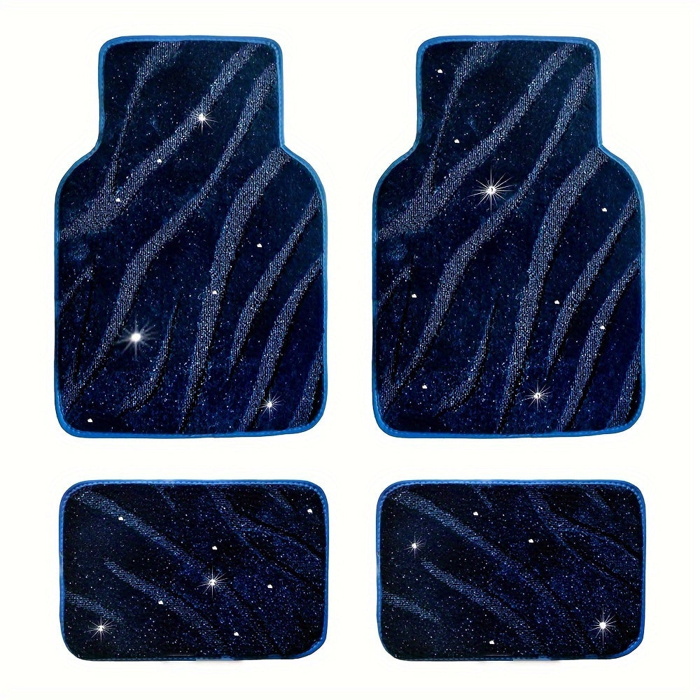 Nano Velvet Starry Sky Car Floor Mats - 4-Piece Set for Sedans & SUVs, Waterproof & Non-Slip