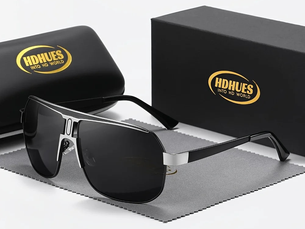 a pair of sunglasses sitting on top of a box