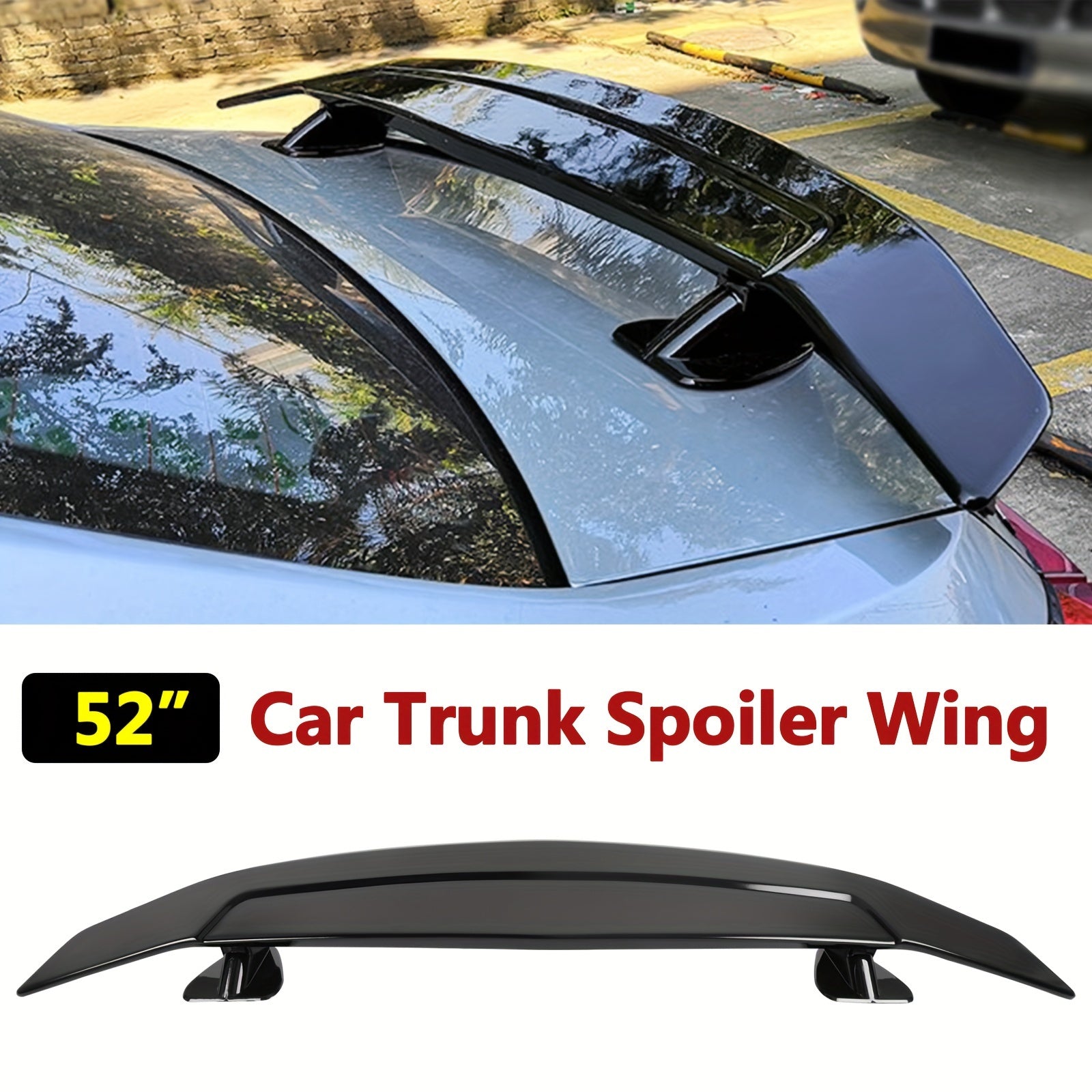 52" Sleek Black Universal Rear Trunk Spoiler with Reflective Finish  

Revamp your vehicle's appeal with this striking 52" rear trunk spoiler, featuring a glossy black finish that adds a modern flair to any car. Designed for universal compatibility, it