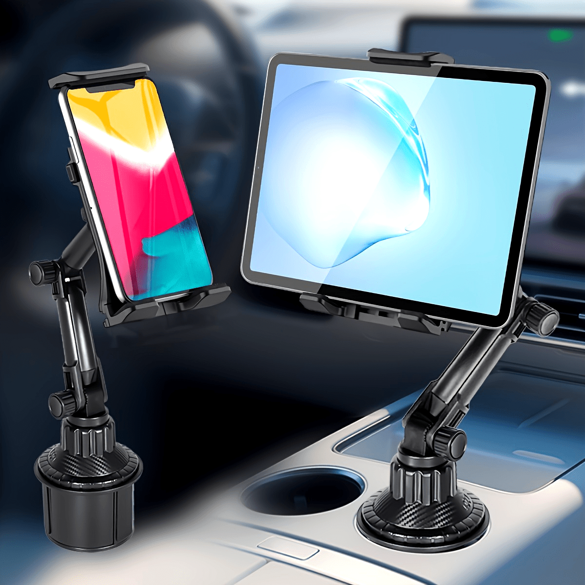 Car Tablet Mount & Phone Holder with Adjustable Base for 4-14" Devices