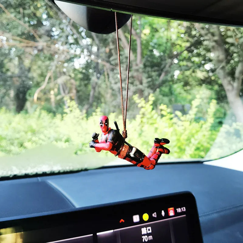 Deadpool, Swinging Deadpool Car Rearview Mirror Dash Decore