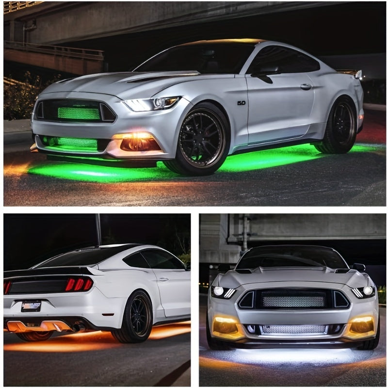 LED Neon Under Car Lighting Kit with Sound Activation, APP & Remote Control - 4 Piece RGB Accent Lights for Customizable Vehicle Atmosphere (35.43-47.24 inches)