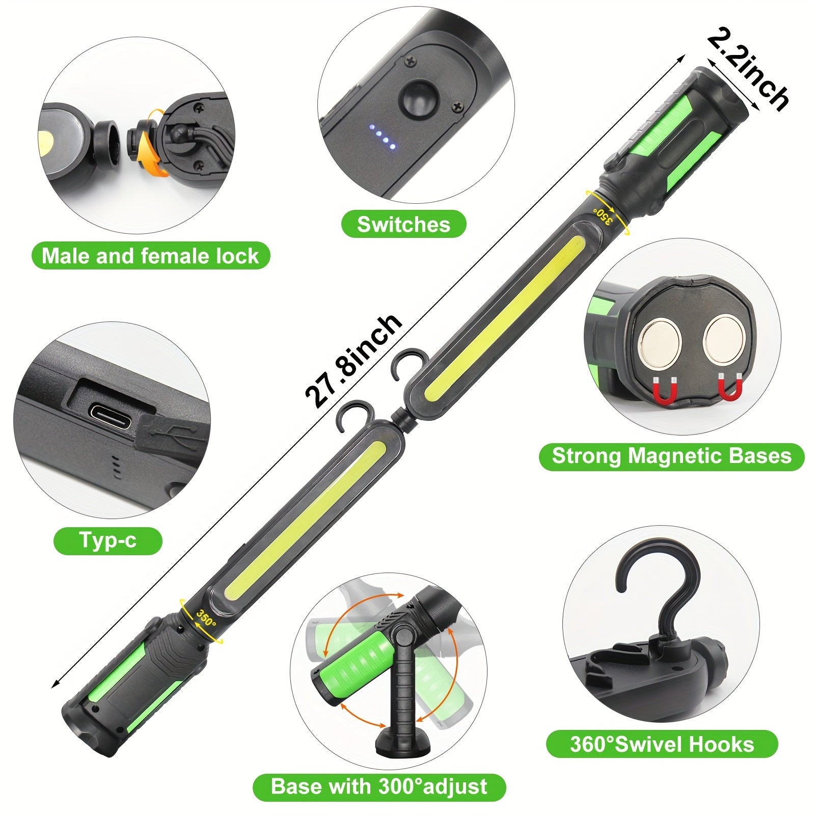 Ultimate 2400LM Rechargeable LED Work Light - Versatile Mechanic Floodlight for Camping & Car Repairs