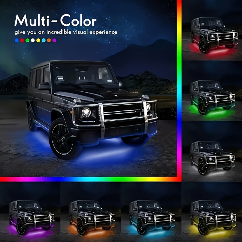 4-Pack RGBIC Car Underbody Neon Lights with Sound Active Music Mode, Wireless Remote & App Control - 16 Million Colors LED Strip Lights for Trucks, SUVs, Vans, and More - 12V Automotive Accent Lighting