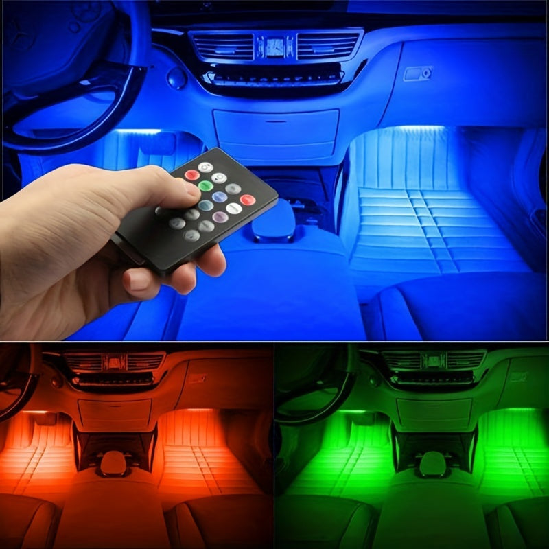 Illuminate Your Car's Interior with 48 Music Sync RGB LED Neon Lights - Remote Control Ambient Lighting for Ultimate Driving Vibes