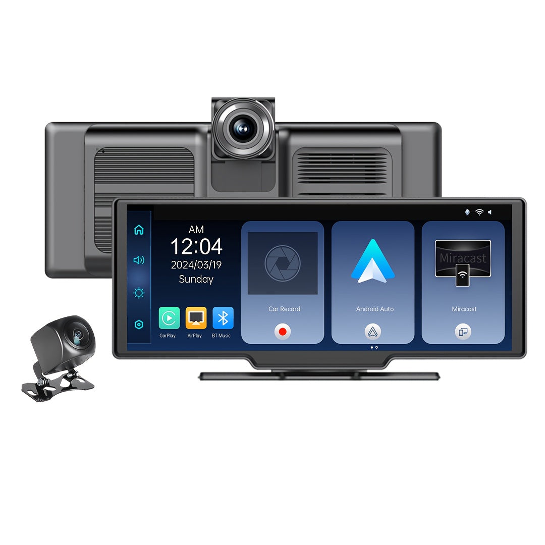 10.26" Ultra HD Wireless CarPlay & Android Auto Display with 4K Dash Cam, GPS Navigation, and Smart Voice Assistants - High-Definition Touchscreen for Ultimate Driving Experience