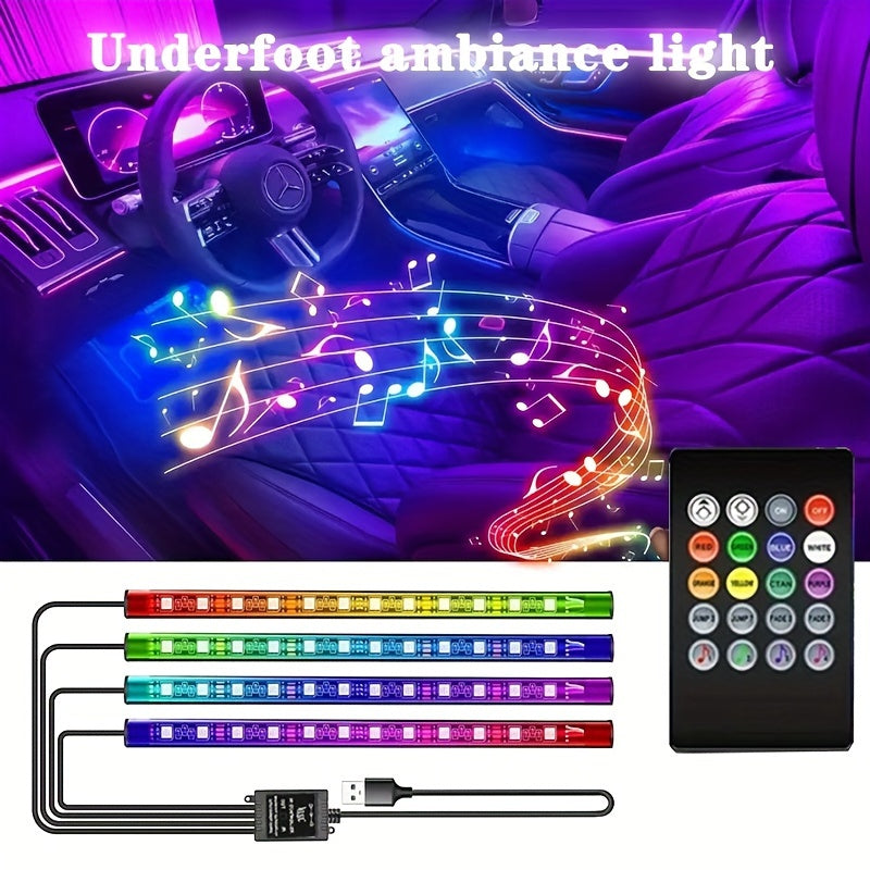 Vibrant Multi-Color LED Car Interior Lighting Kit with Voice Control & Music Sync - Perfect for Parties and Road Trips