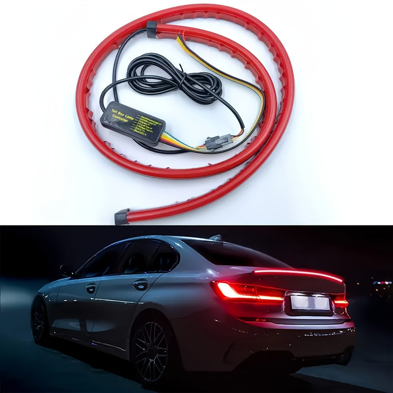 Flexible 39.4-inch LED Third Brake Light Strip with Sequential Turn Signals - High Brightness Red Light Bar for 12V Vehicles, Easy Installation Durable Silicone Design