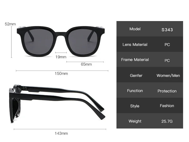 a pair of sunglasses with measurements for each pair