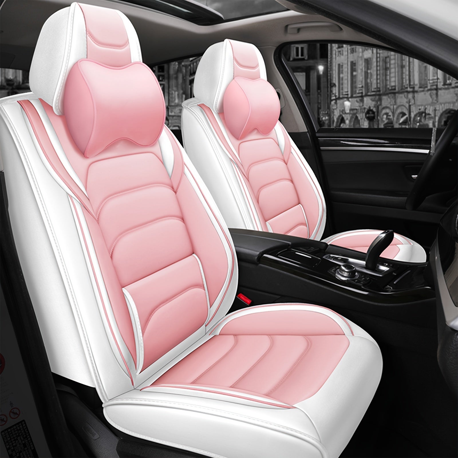 Luxury Faux Leather Car Seat Cover Set - Full Coverage Protector for Front and Rear Seats, Universal Fit for All Vehicles, Adjustable Comfort, 4-Season Use, Perfect Gift for Car Enthusiasts