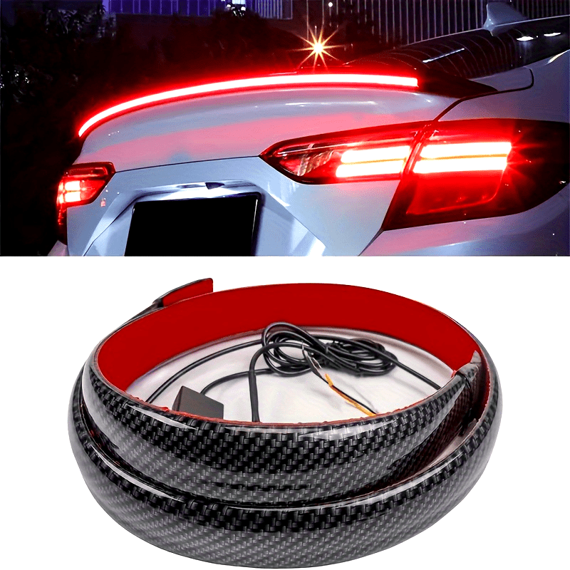 51 Inch LED-Enhanced Carbon Fiber Car Spoiler - Universal Rear Wing Splitter with Dynamic Design, Easy Installation, and Durable Exterior Accessory for Vehicle Customization