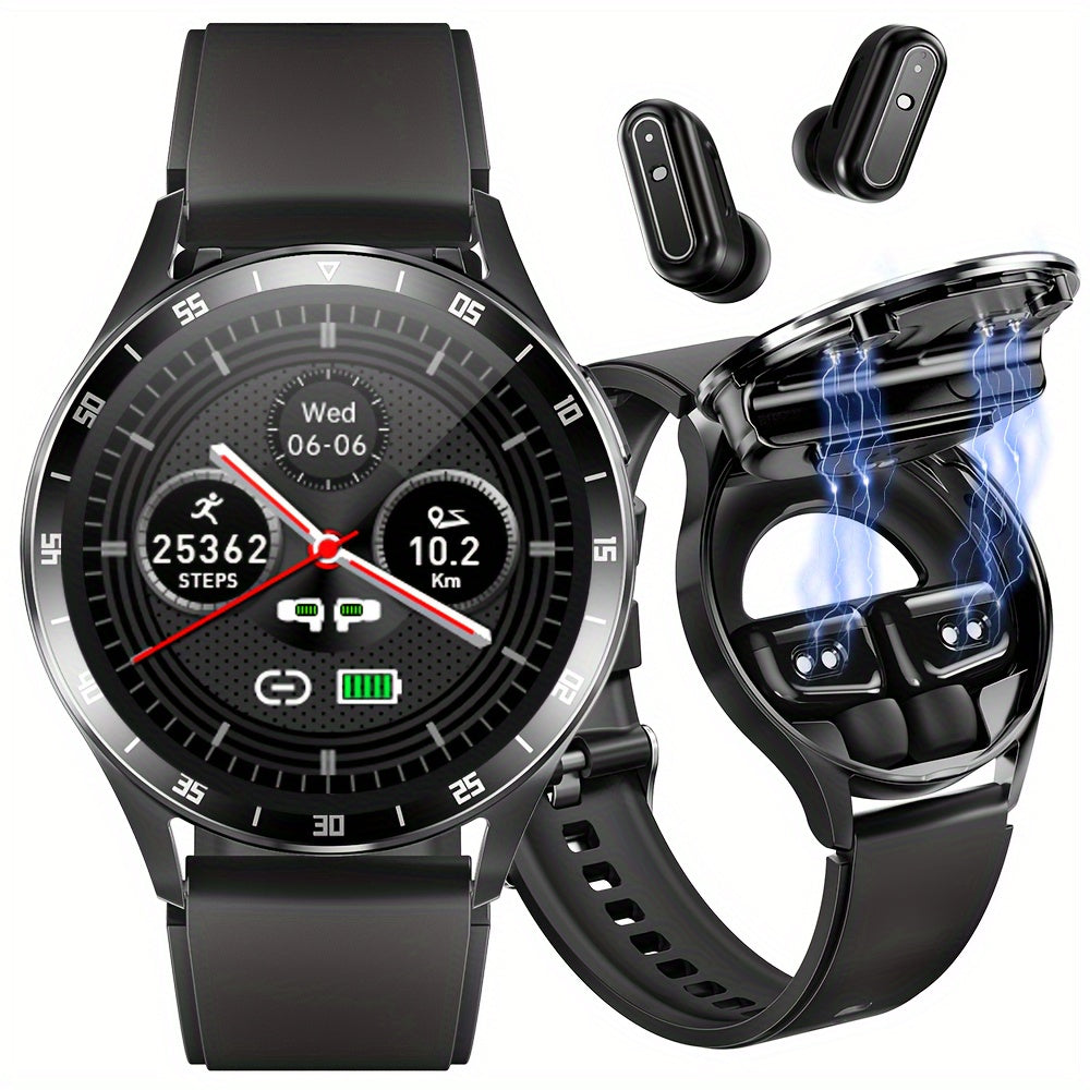 Wireless Smartwatch with TWS Earbuds - AI Noise Cancellation, Waterproof Fitness Tracker & Call Support for iPhone and Android