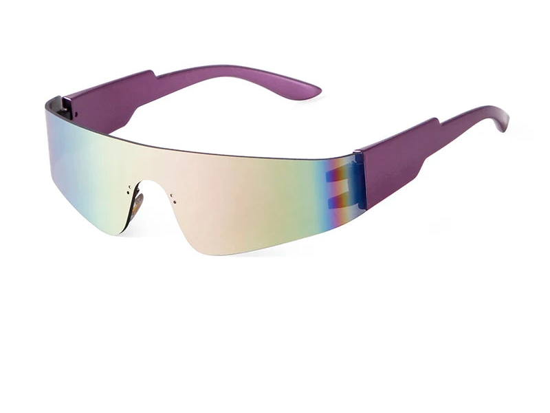 a pair of sunglasses with a rainbow lens